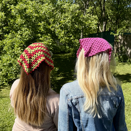 Háčkovaný bandana šátek - krémový — foto 4