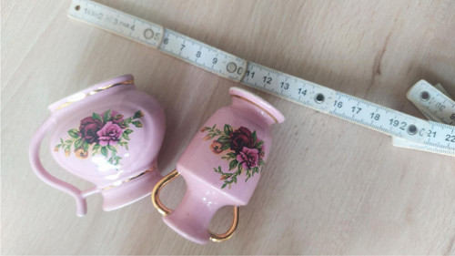 Růžový porcelán sada 2 ks — foto 3