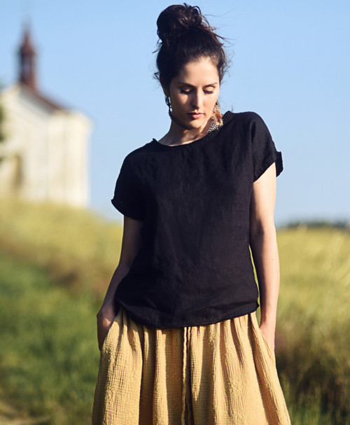 Lněná halenka černá — foto 2