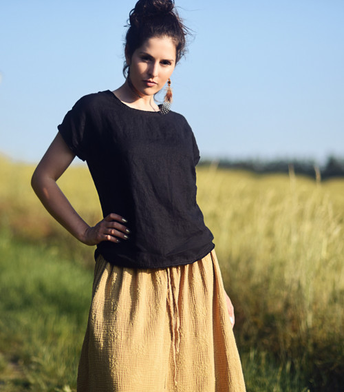 Lněná halenka černá — foto 3