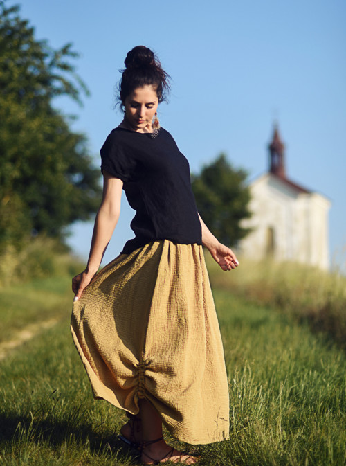 Lněná halenka černá — foto 4