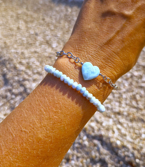 Larimar*srdce*větší*náramek*ocel — foto 6
