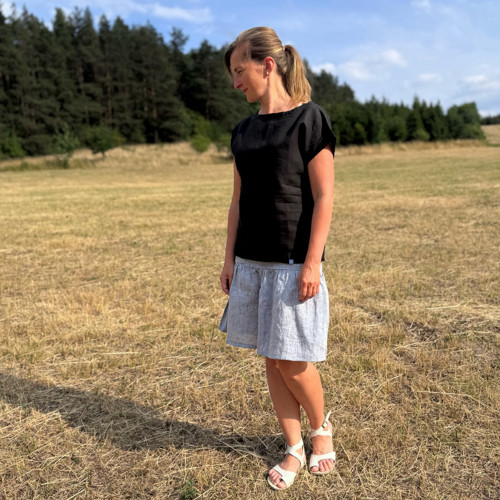 Lněný top Vera černočerný — foto 2