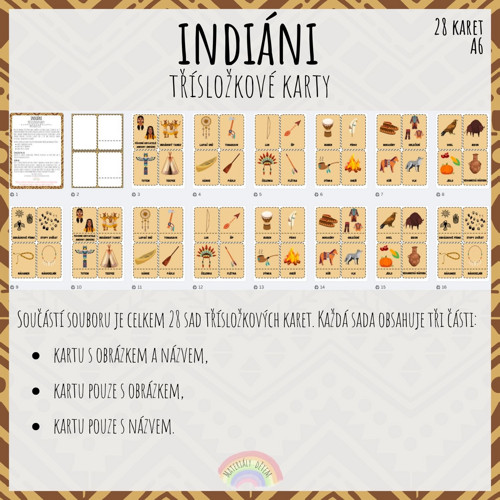 Indiáni, třísložkové karty — foto 2