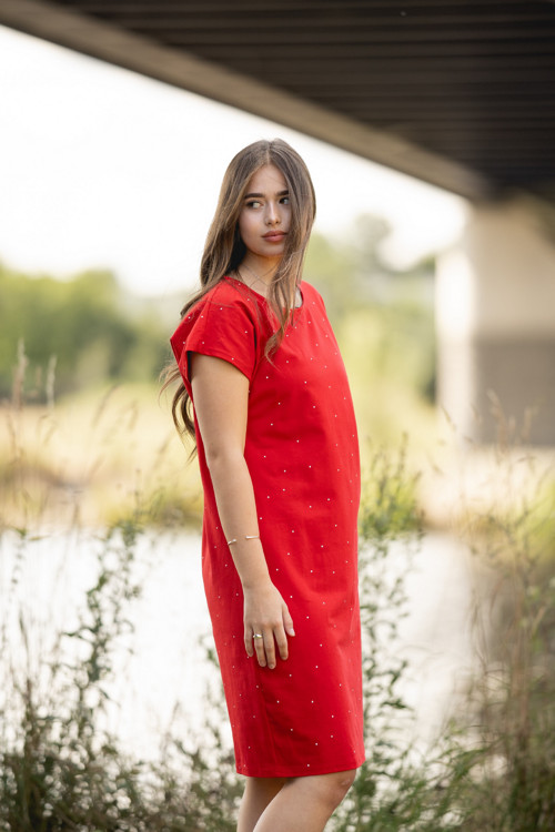 Šaty IREN puntík na červené — foto 3