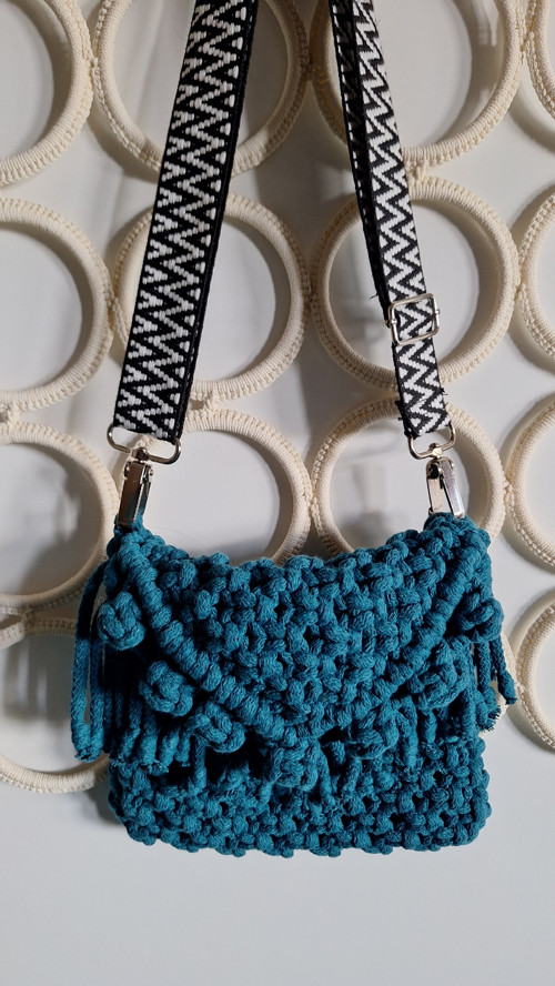 Boho kabelka s textilním popruhem — foto 3