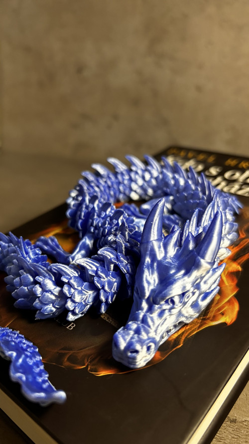 3D tisk ohebný drak – modrý — foto 3
