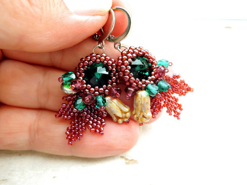 Emerald & Wine ... Swarovski rivoli — foto 4