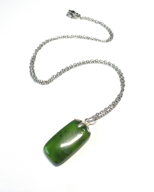 Nefrit, řetízek chir.ocel — foto 3
