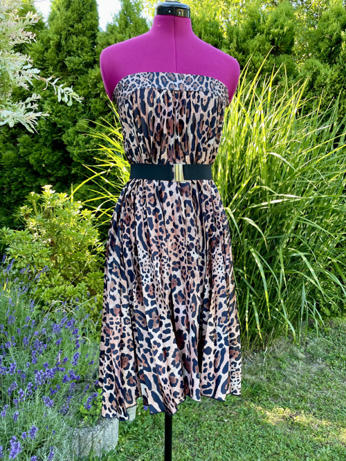 Půlkolová plisovaná sukně Leopard — foto 6