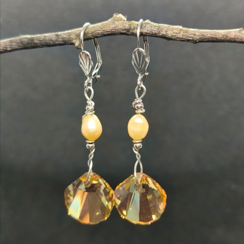 Náušnice - Swarovski Elements Crystal/říční perly — foto 5