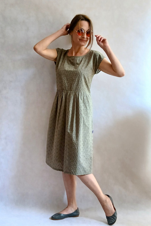 Khaki...vel.M..vyšívané šaty — foto 3