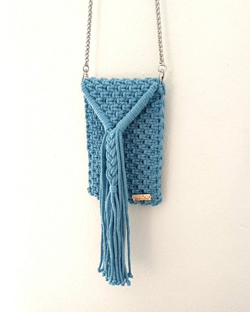 Macrame kabelka na mobil holubí šeď — foto 3