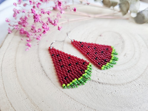 Watermelon - šité náušnice — foto 2