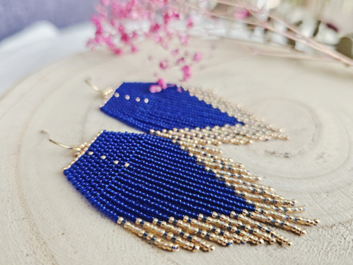 Royal blue - šité náušnice — foto 2