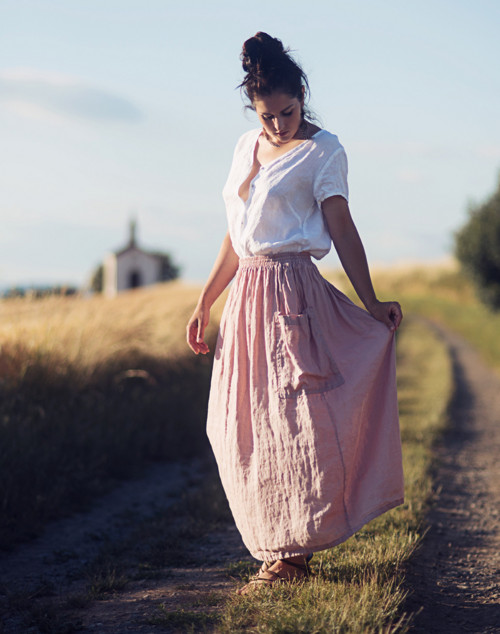 Sukně s kapsami - Pudrová — foto 3