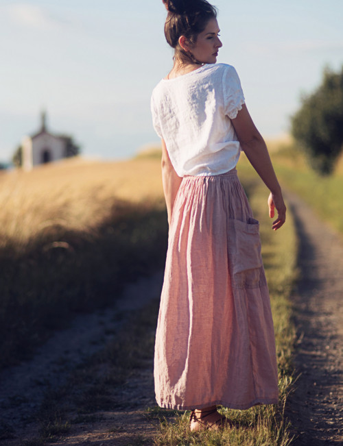Sukně s kapsami - Pudrová — foto 6
