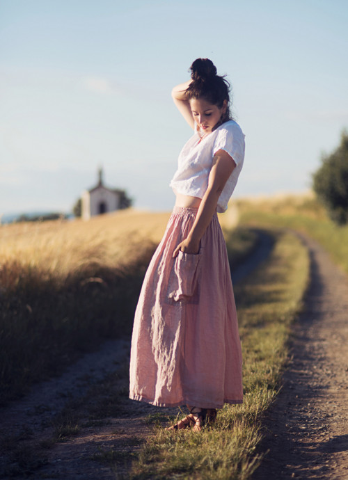 Sukně s kapsami - Pudrová — foto 4
