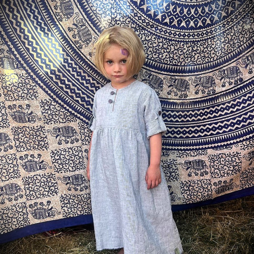 Lněné šatičky vintage nebeské — foto 3