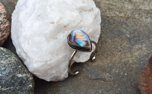 Abalone shell perleť prstýnek chirurgická ocel — foto 4