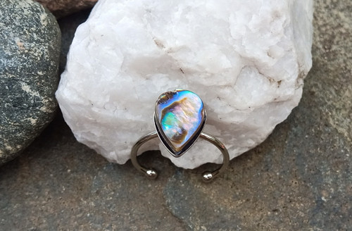 Abalone shell perleť prstýnek chirurgická ocel — foto 3