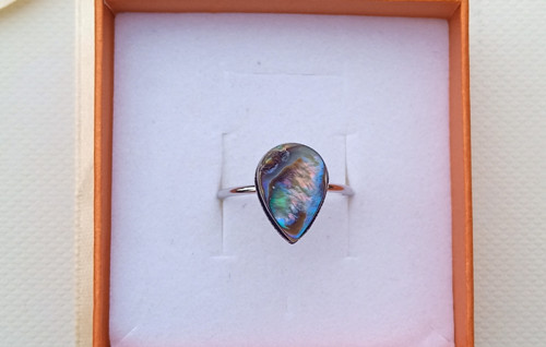 Abalone shell perleť prstýnek chirurgická ocel — foto 6