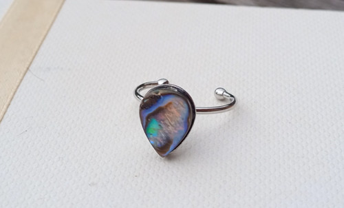 Abalone shell perleť prstýnek chirurgická ocel — foto 5