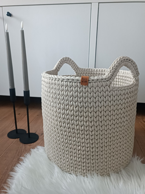 Háčkovaný koš XL - béžový — foto 2