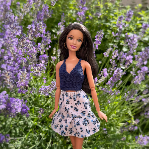 Barbie - tmavě modrý háčkovaný top — foto 3