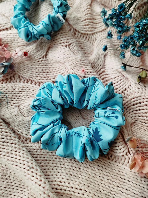Gini HEDVÁBNÁ scrunchie M- TURQUOISE — foto 3