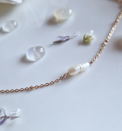 Ocelový náramek*keshi perla*rose gold — foto 3