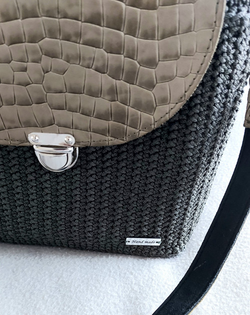 Elegantní háčkovaná kabelka Khaki. — foto 3