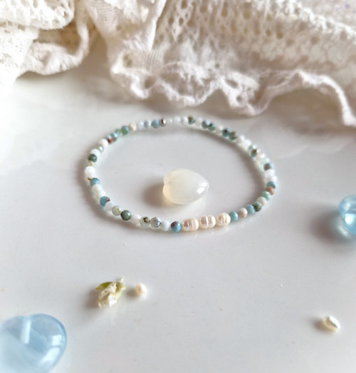 Larimar*perly*broušený*0,3 cm*náramek — foto 2