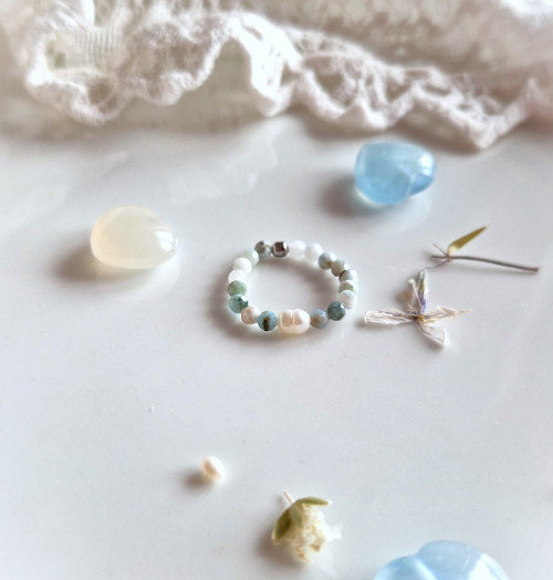 Larimar*perla*broušený*0,3 cm*prsten — foto 5
