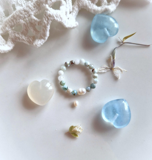 Larimar*perla*broušený*0,3 cm*prsten — foto 2