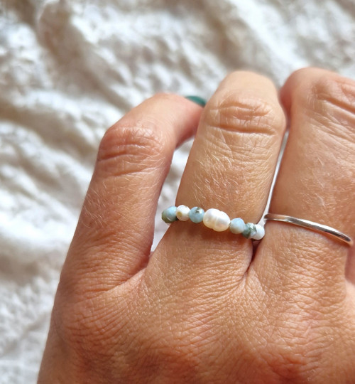 Larimar*perla*broušený*0,3 cm*prsten — foto 4