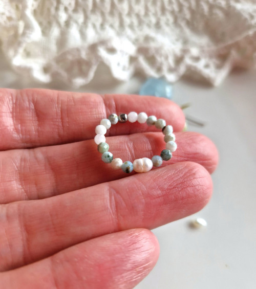 Larimar*perla*broušený*0,3 cm*prsten — foto 3