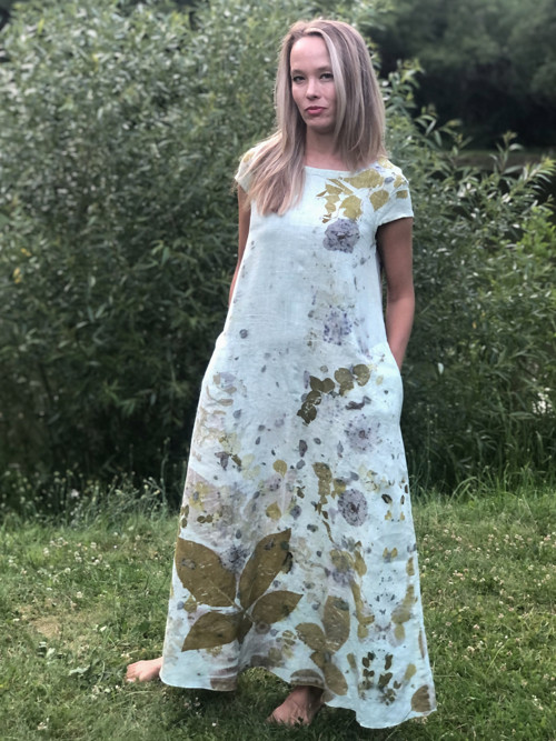 Světle modré lněné šaty — foto 2