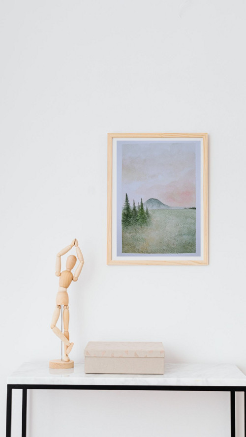 Akvarel Červánky za horou (A5) originál — foto 3