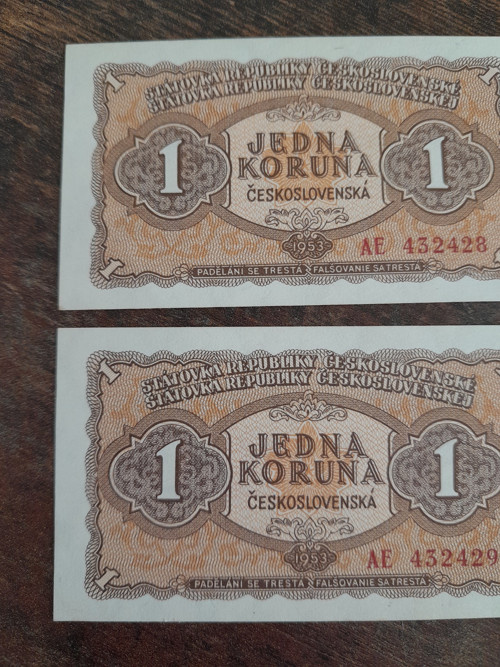 1 koruna 1953 postupka — foto 3