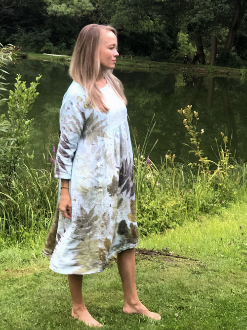 Midi lněné šaty Luna modré — foto 2