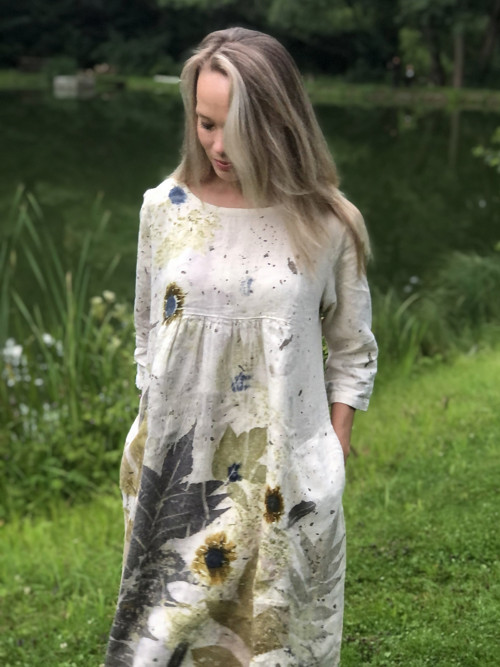 Midi lněné šaty Luna natural — foto 2