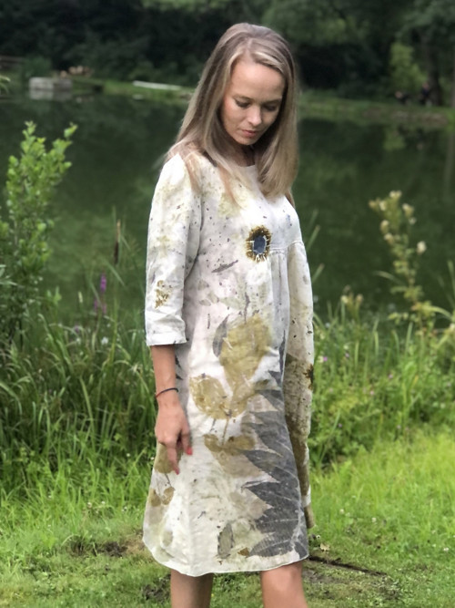 Midi lněné šaty Luna natural — foto 6