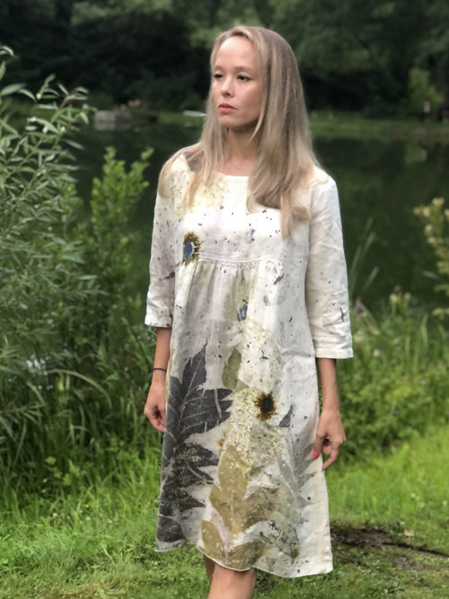 Midi lněné šaty Luna natural — foto 3