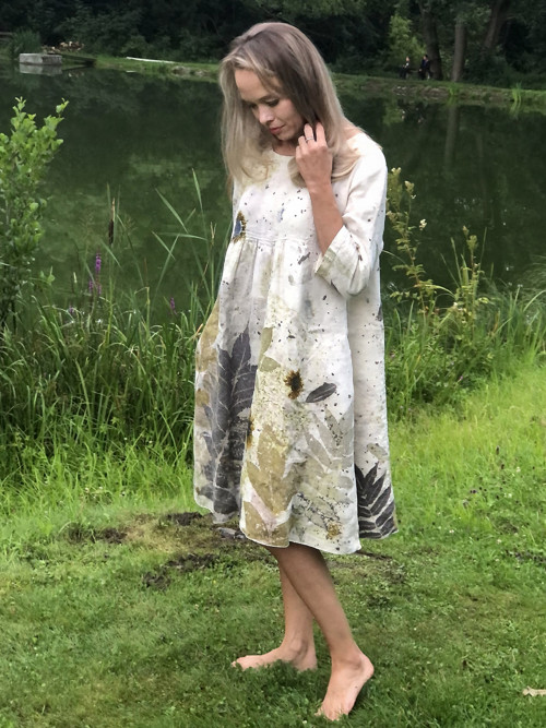Midi lněné šaty Luna natural — foto 4