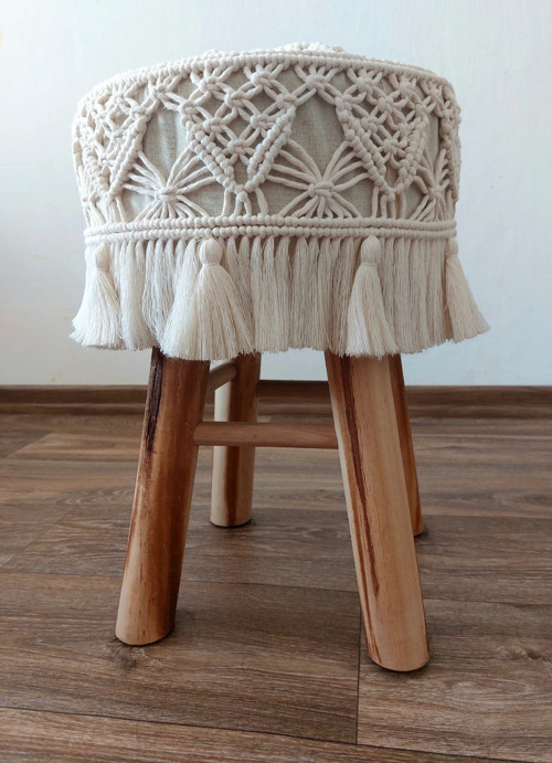 Macrame dřevěná stolička — foto 3