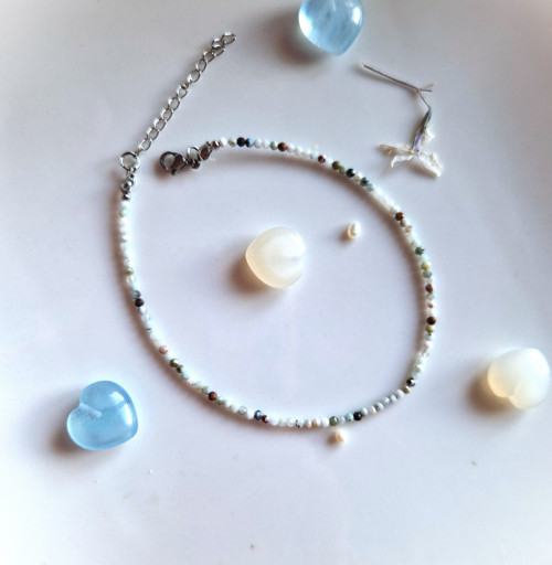 Larimar*broušený*0,2 cm*nákotník*ocel — foto 2