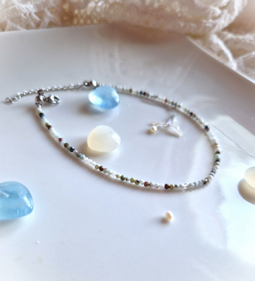 Larimar*broušený*0,2 cm*nákotník*ocel — foto 3