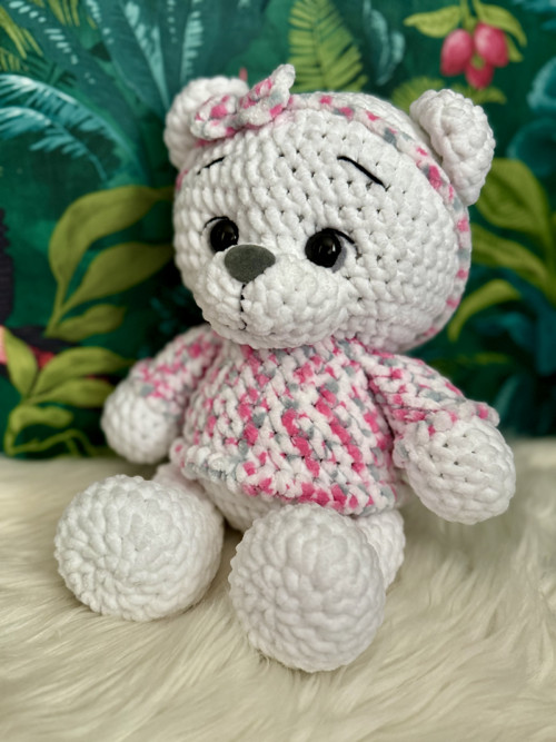 Háčkovaný medvídek cca 38 cm — foto 3