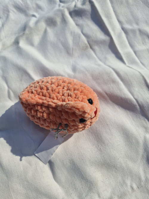 Háčkovaná slepička, oranžová, 13 cm — foto 2